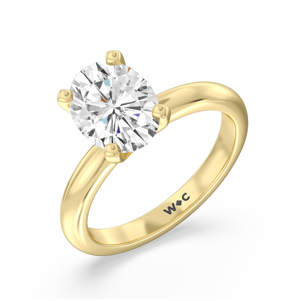 Oval Cut Classic Four Prong Solitaire Lab Diamond Engagement Ring with Lab Grown Diamond in 14KT Yellow Gold view 3

