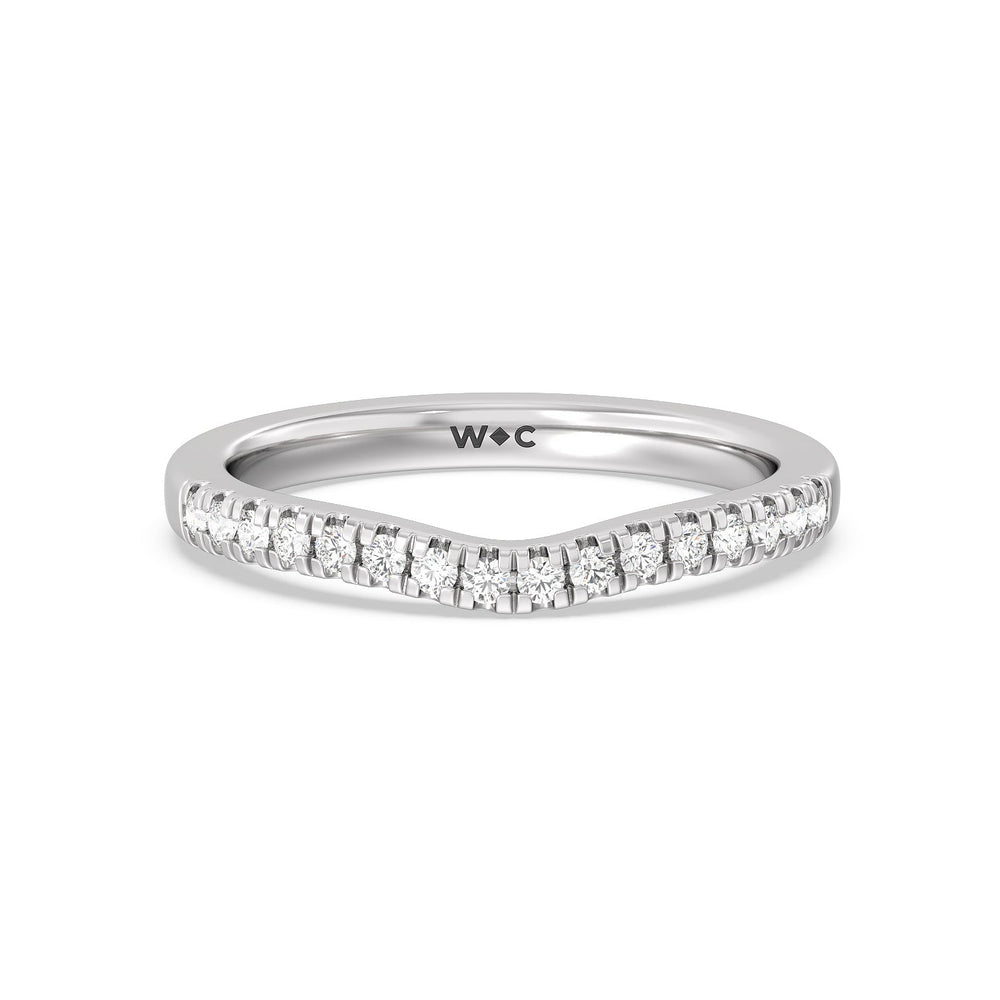 Classic Four Prong Solitaire Diamond Wedding Band (E+ VS+) with Platinum Cut Diamond in 14KT Platinum view 1
