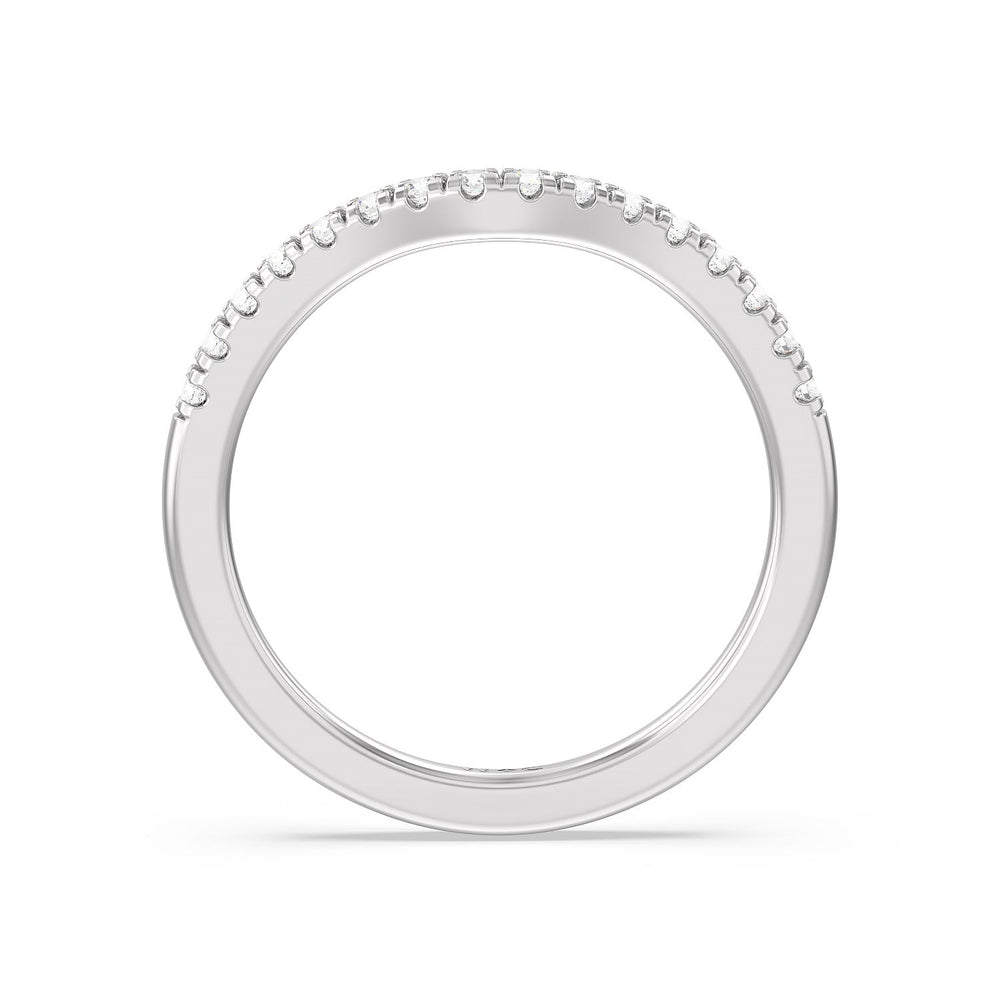 Classic Four Prong Solitaire Diamond Wedding Band (E+ VS+) with Platinum Cut Diamond in 14KT Platinum view 2
