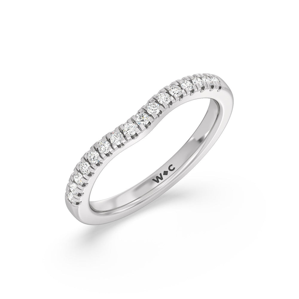 Classic Four Prong Solitaire Diamond Wedding Band with Platinum Cut Diamond in 14KT Platinum view 4
