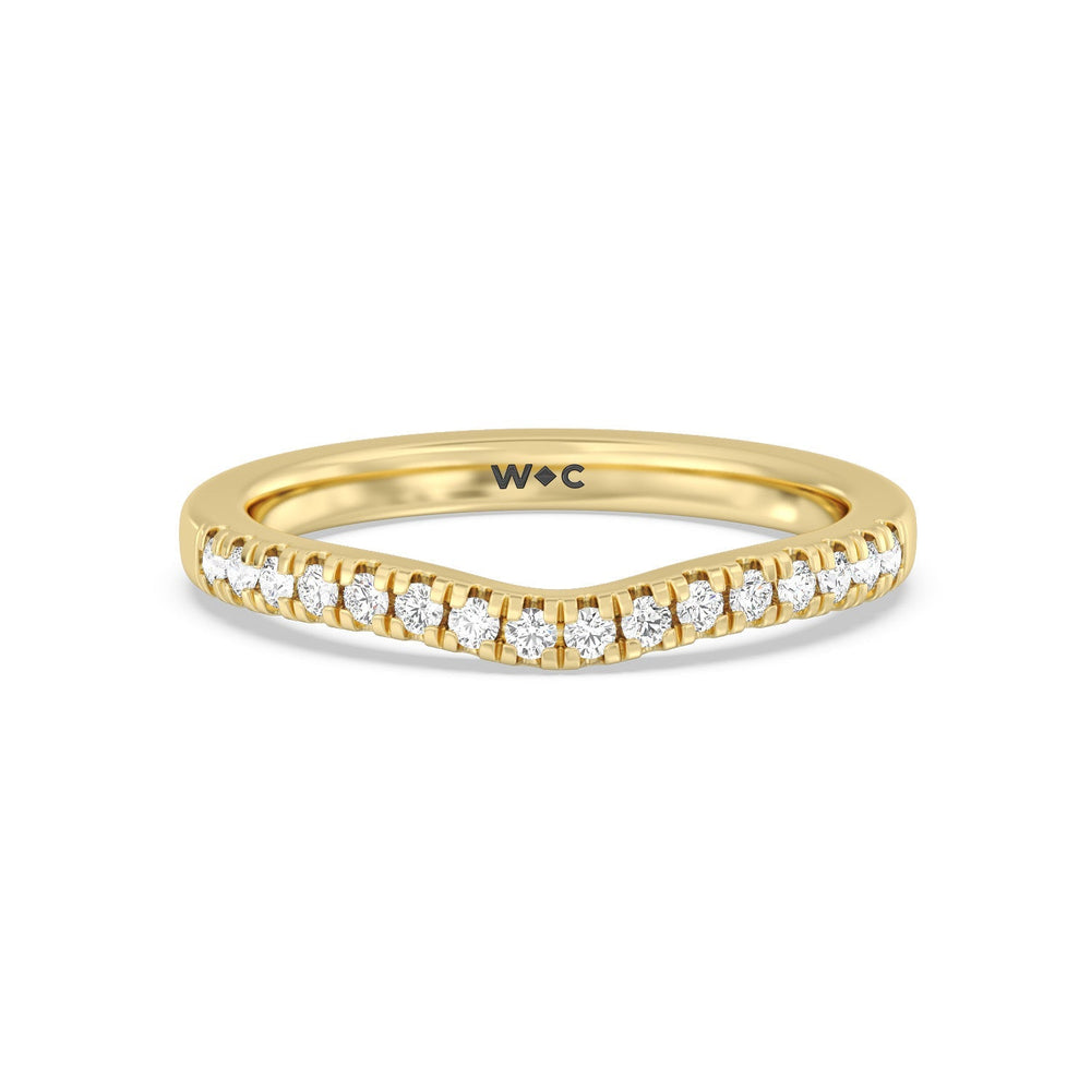 Classic Four Prong Solitaire Diamond Wedding Band (E+ VS+) with 18KT Yellow Gold Cut Diamond in 14KT Yellow Gold view 1
