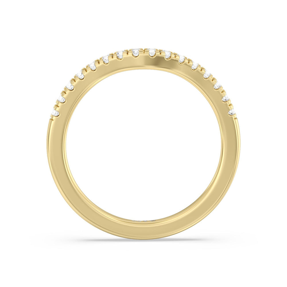 Classic Four Prong Solitaire Diamond Wedding Band with 18KT Yellow Gold Cut Diamond in 14KT Yellow Gold view 2
