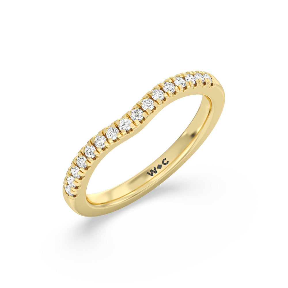 Classic Four Prong Solitaire Diamond Wedding Band (E+ VS+) with 18KT Yellow Gold Cut Diamond in 14KT Yellow Gold view 4
