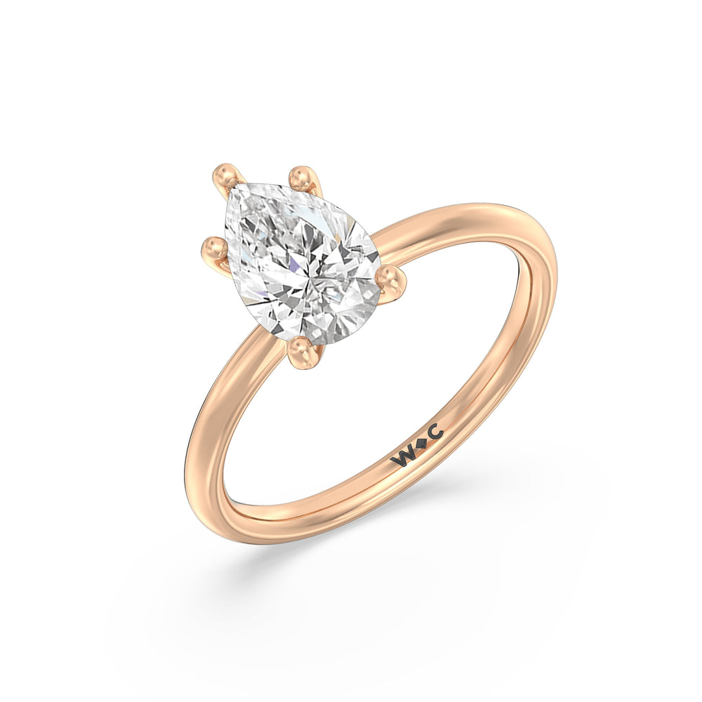 Pear Cut Classic Four Prong Solitaire Diamond Engagement Ring with Lab Grown Diamond in 14KT Rose Gold view 4
