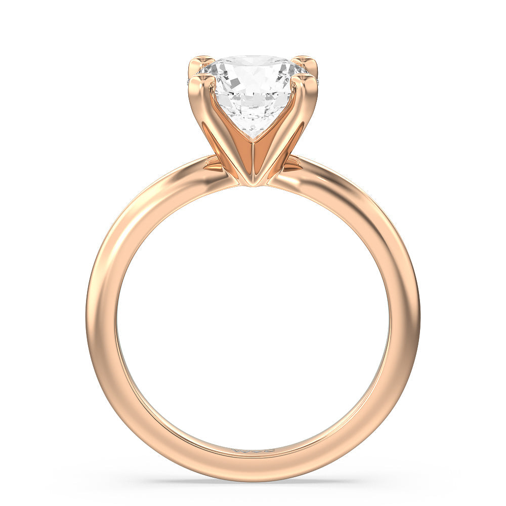 Round Cut Classic Four Prong Solitaire Lab Diamond Engagement Ring (E+ VVS+) with Lab Grown Diamond in 14KT Rose Gold view 3
