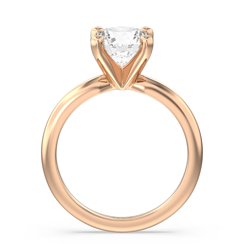 Round Cut Classic Four Prong Solitaire Lab Diamond Engagement Ring with Lab Grown Diamond in 14KT Rose Gold view 3
