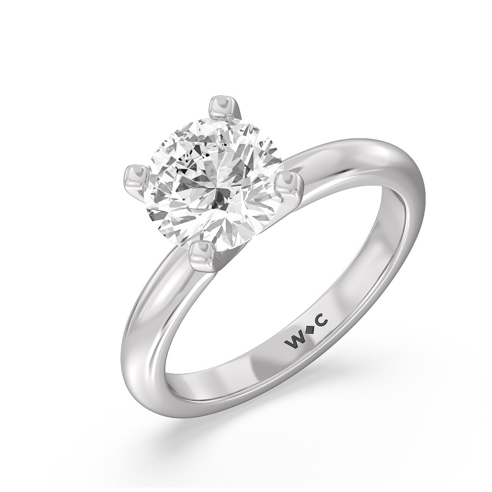 Round Cut Classic Four Prong Solitaire Lab Diamond Engagement Ring with Lab Grown Diamond in 14KT White Gold view 3
