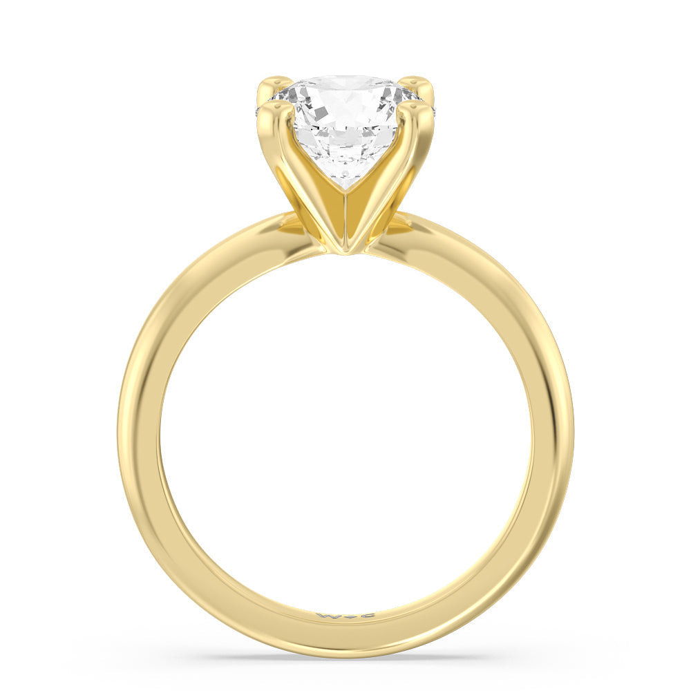 Round Cut Classic Four Prong Solitaire Lab Diamond Engagement Ring with Lab Grown Diamond in 14KT Yellow Gold view 2
