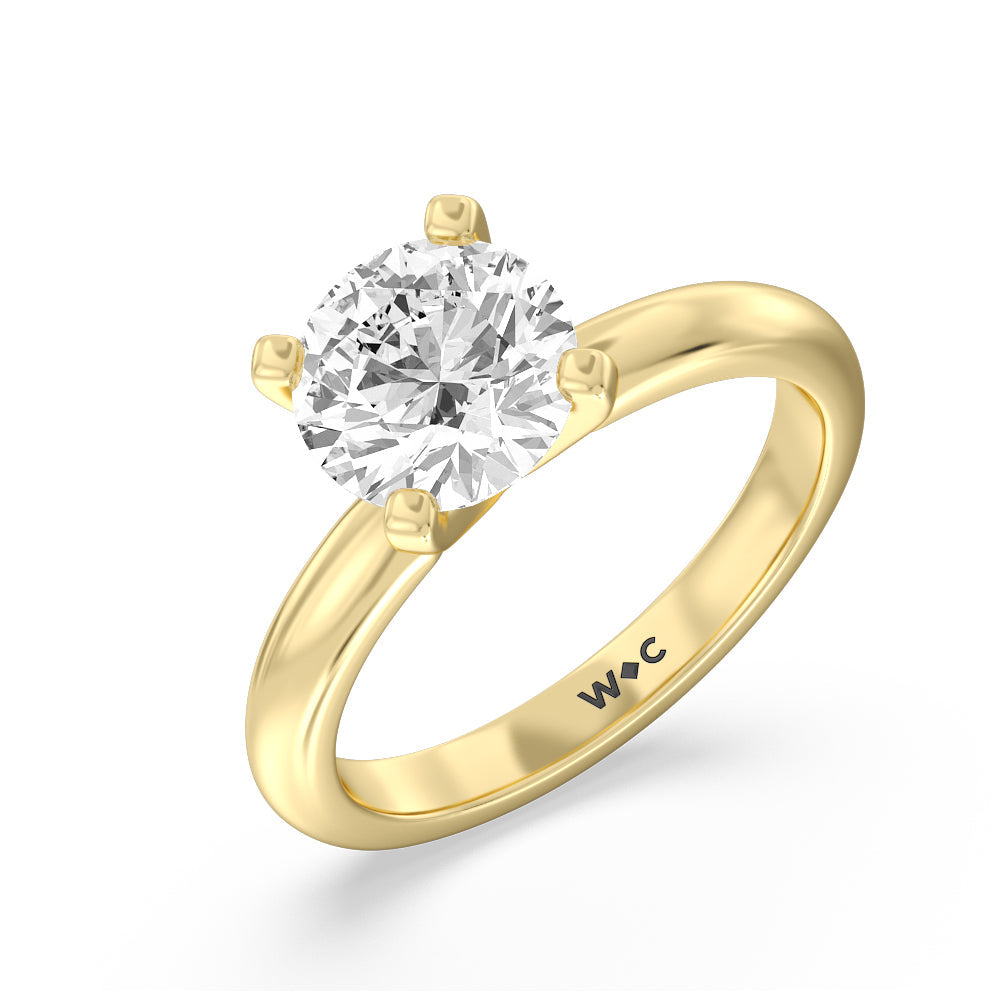 Round Cut Classic Four Prong Solitaire Lab Diamond Engagement Ring with Lab Grown Diamond in 14KT Yellow Gold view 3
