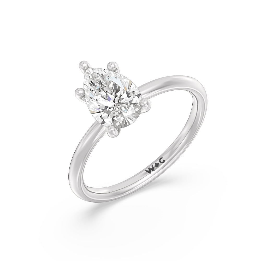 Pear Cut Classic Four Prong Solitaire Diamond Engagement Ring with Lab Grown Diamond in 14KT Platinum view 4
