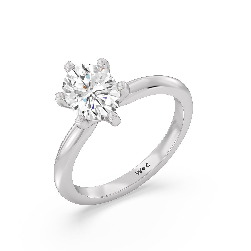 1 1/2 cttw Oval Cut Classic Six Prong Solitaire Diamond Engagement Ring with 1 1/2 Cut Diamond in 14KT Oval view 3
