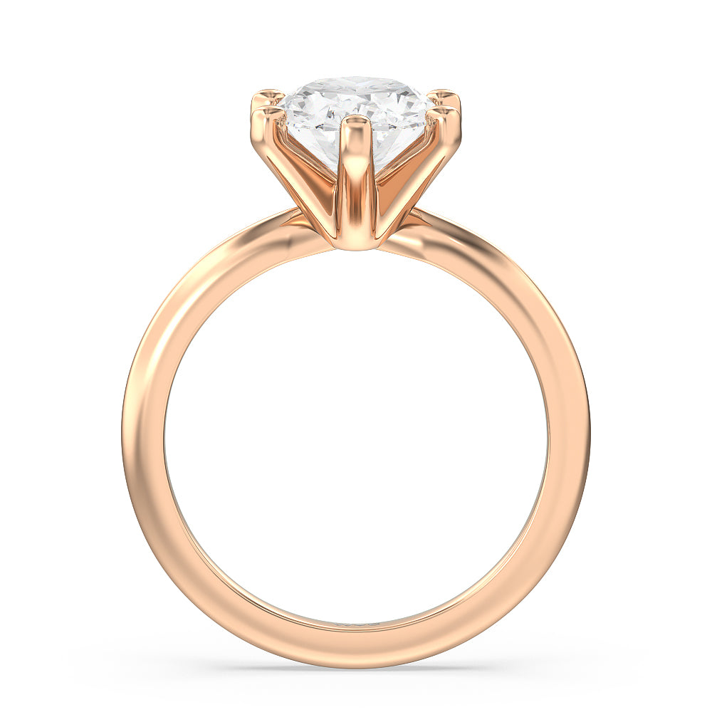 Oval Cut Classic Six Prong Solitaire Diamond Engagement Ring with Lab Grown Diamond in 14KT Rose Gold view 3
