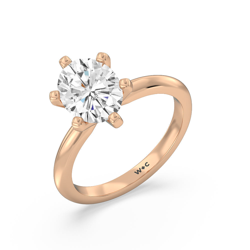 Oval Cut Classic Six Prong Solitaire Lab Diamond Engagement Ring with Lab Grown Diamond in 14KT Rose Gold view 3
