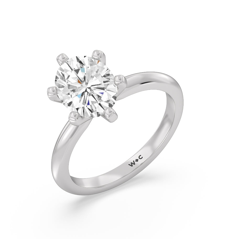 Oval Cut Classic Six Prong Solitaire Diamond Engagement Ring with Lab Grown Diamond in 14KT Platinum view 4
