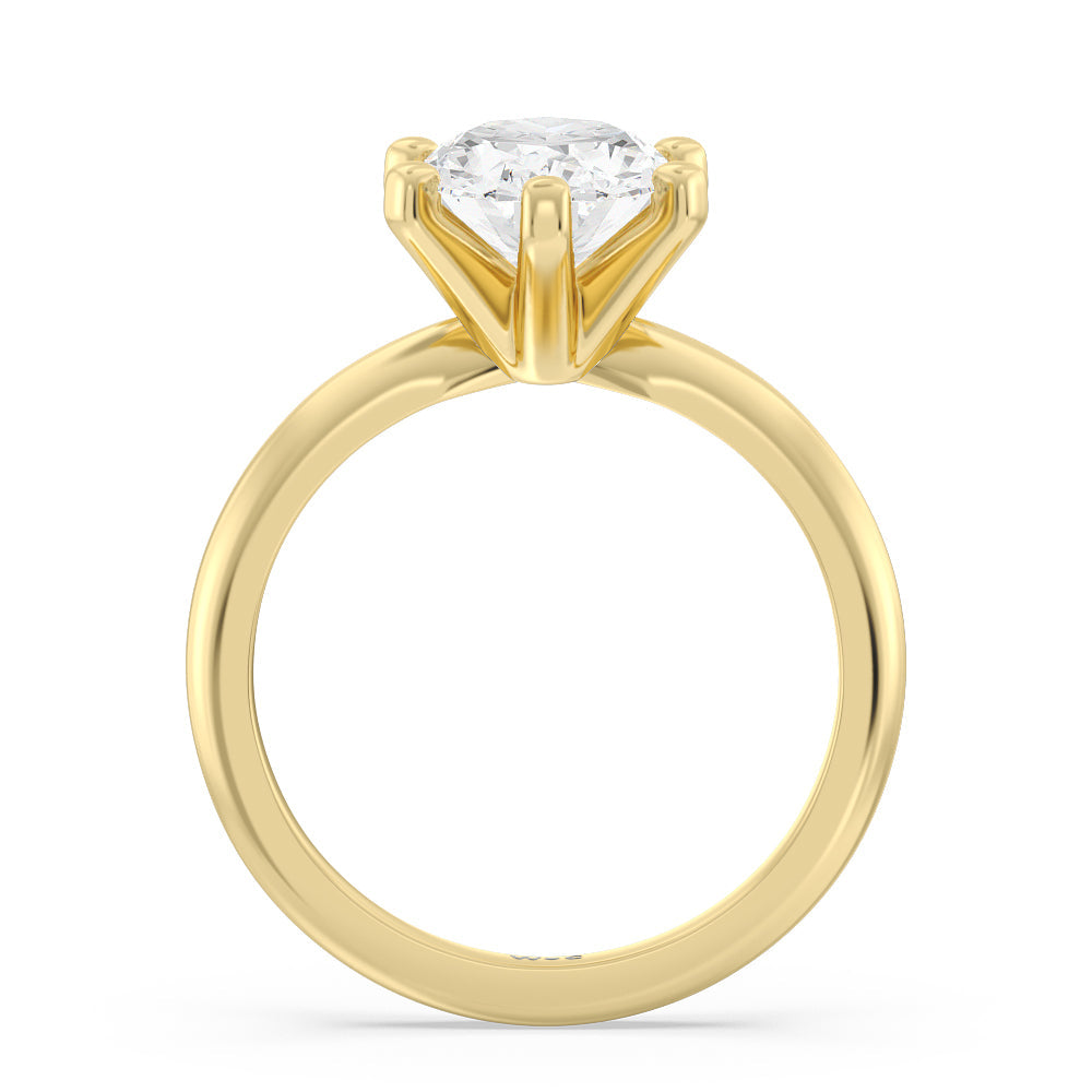 Oval Cut Classic Six Prong Solitaire Lab Diamond Engagement Ring with Lab Grown Diamond in 14KT Yellow Gold view 2
