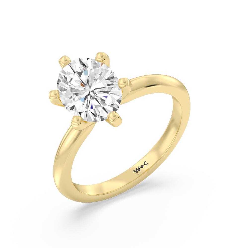 Oval Cut Classic Six Prong Solitaire Diamond Engagement Ring with Lab Grown Diamond in 14KT Yellow Gold view 4
