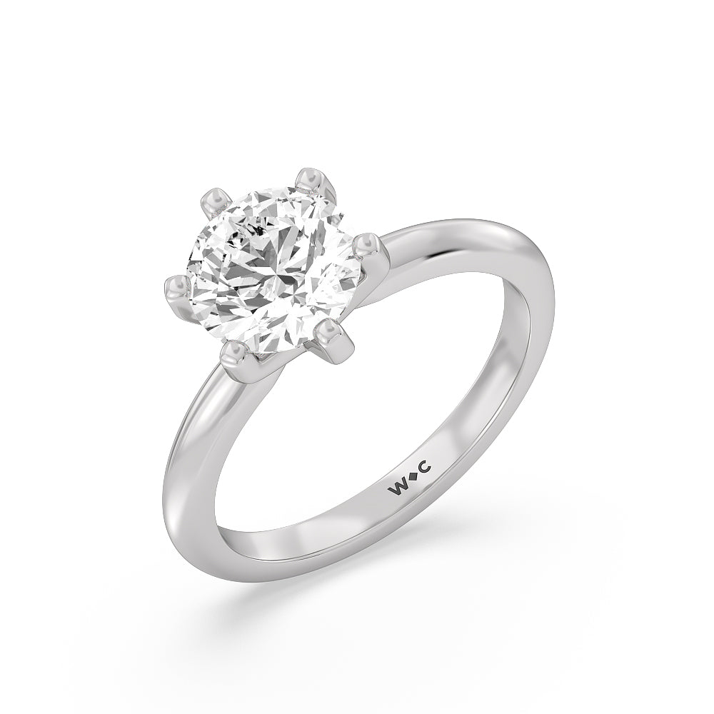 2 cttw Round Cut Classic Six Prong Solitaire Diamond Engagement Ring with 2 Cut Diamond in 14KT Round view 3
