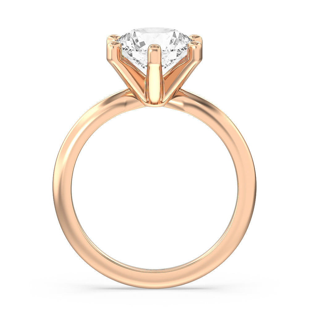 Round Cut Classic Six Prong Solitaire Lab Diamond Engagement Ring with Lab Grown Diamond in 14KT Rose Gold view 2
