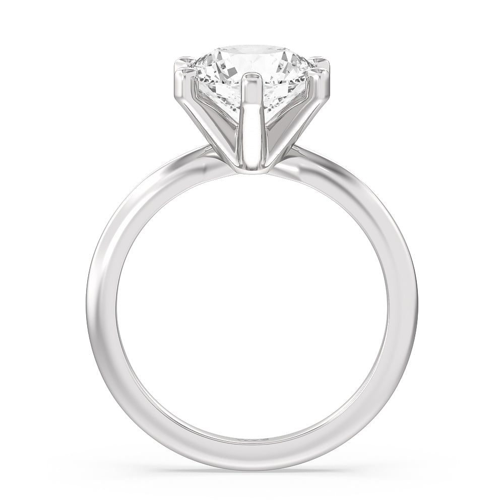 Round Cut Classic Six Prong Solitaire Diamond Engagement Ring with Lab Grown Diamond in 14KT Platinum view 3
