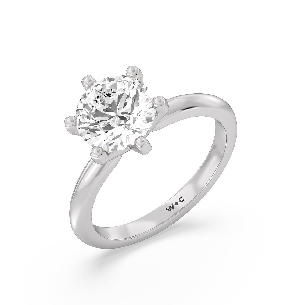 2 1/2 cttw Round Cut Classic Six Prong Solitaire Diamond Engagement Ring with 2 1/2 Cut Diamond in 14KT Round view 3
