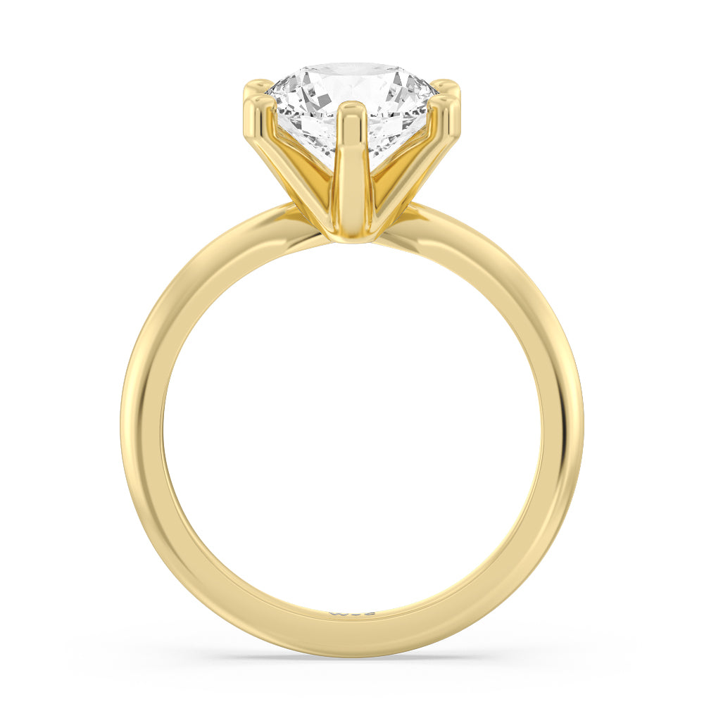 Round Cut Classic Six Prong Solitaire Lab Diamond Engagement Ring with Lab Grown Diamond in 14KT Yellow Gold view 2

