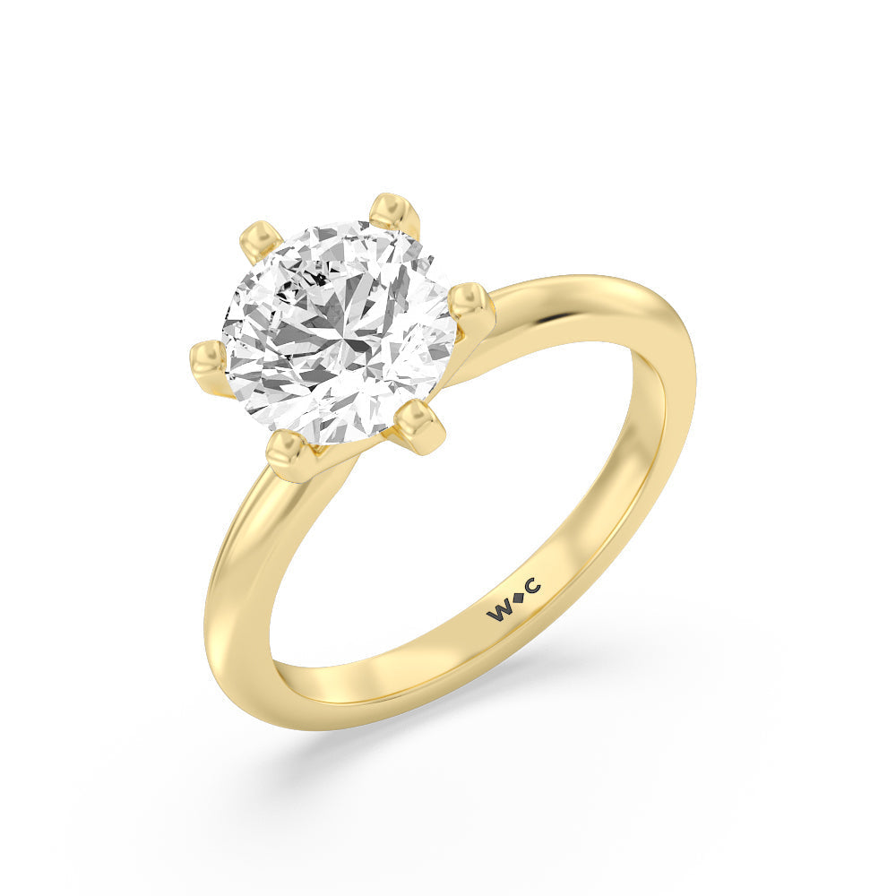 Round Cut Classic Six Prong Solitaire Lab Diamond Engagement Ring with Lab Grown Diamond in 14KT Yellow Gold view 3
