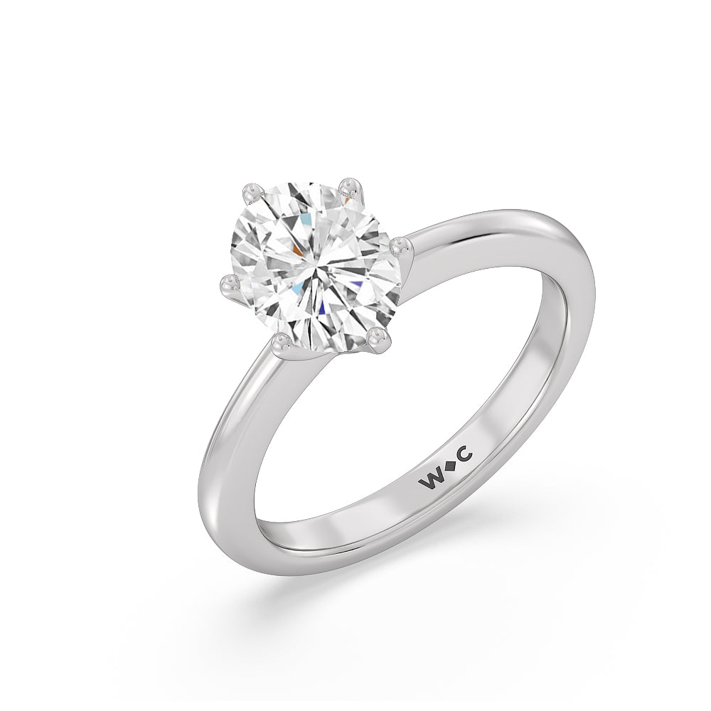 Oval Cut Luminous Six Prong Solitaire Diamond Ring with Lab Grown Diamond in 14KT Platinum view 3
