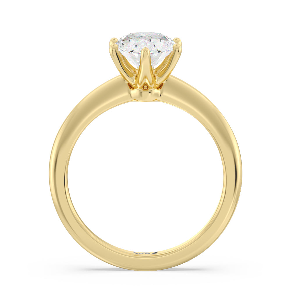 Oval Cut Luminous Six Prong Solitaire Diamond Ring with Lab Grown Diamond in 14KT Yellow Gold view 2
