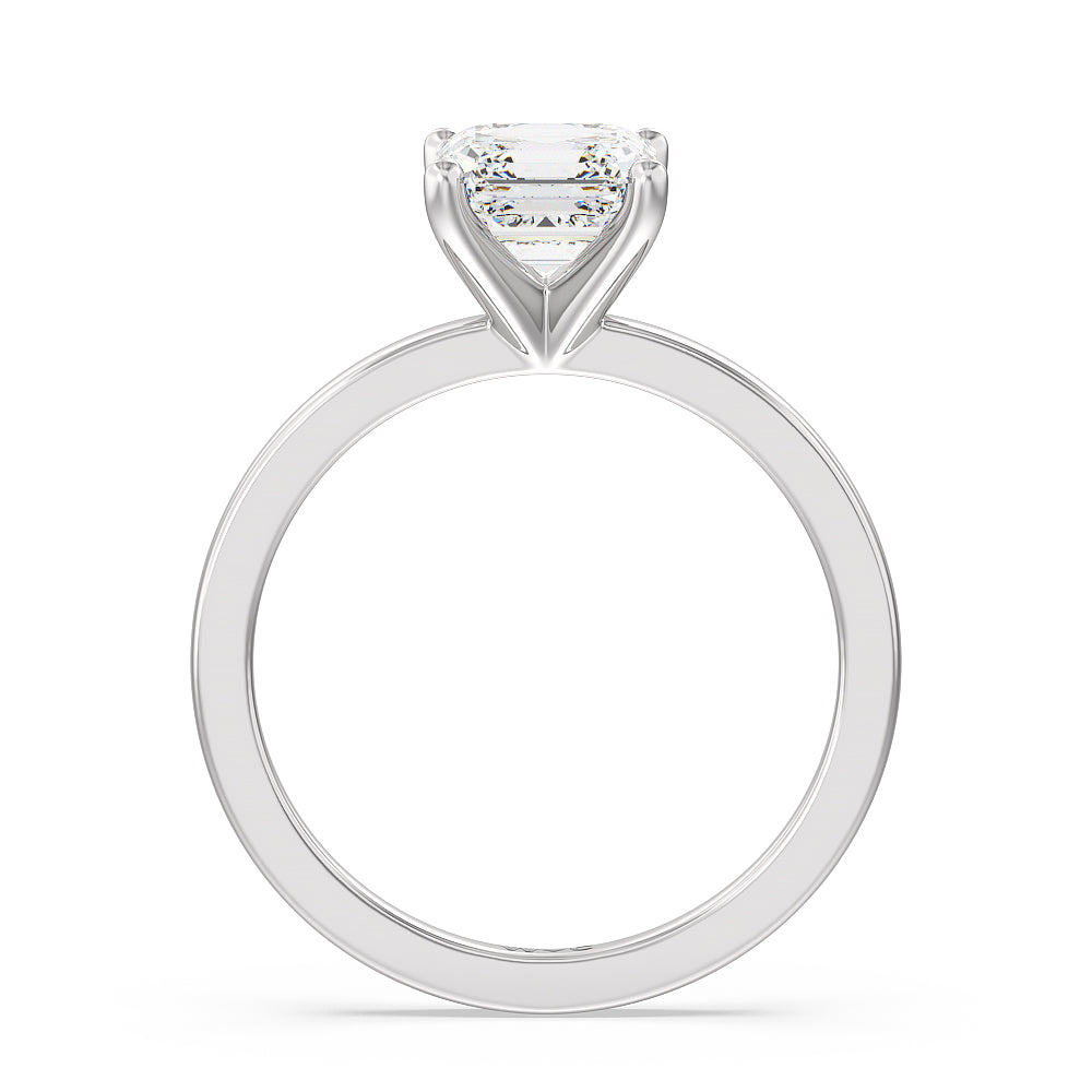 Fine Petite Solitaire Diamond Engagement Ring with Asscher Cut Diamond in 14KT Platinum view 2
