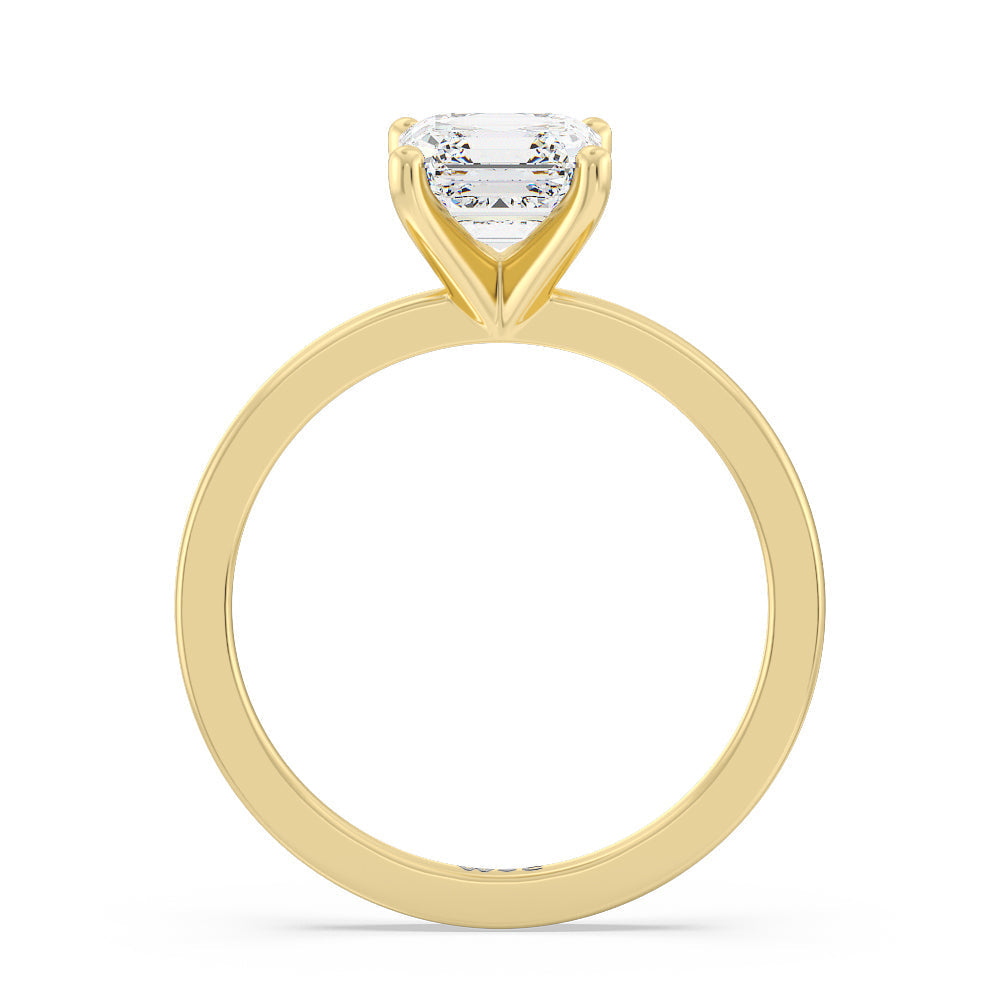 Fine Petite Solitaire Diamond Engagement Ring with Asscher Cut Diamond in 14KT Yellow Gold view 4
