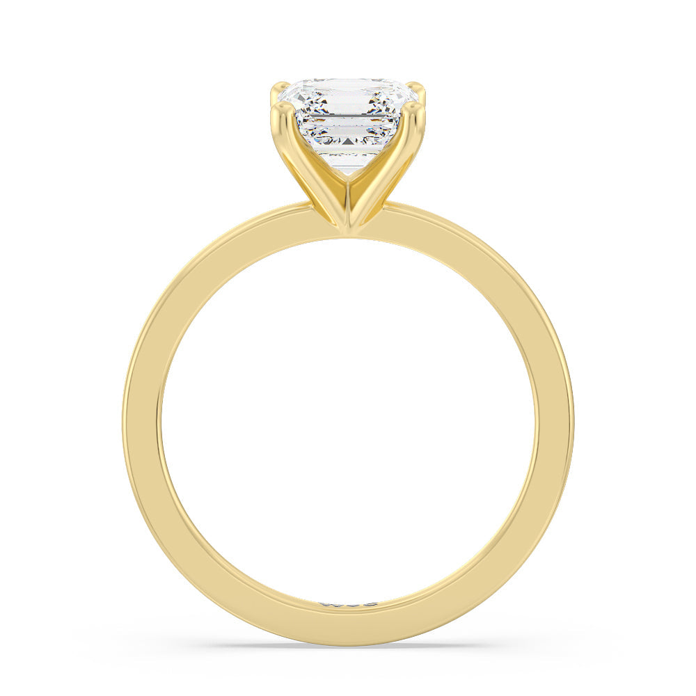 Fine Petite Solitaire Diamond Engagement Ring with Asscher Cut Diamond in 14KT Yellow Gold view 2
