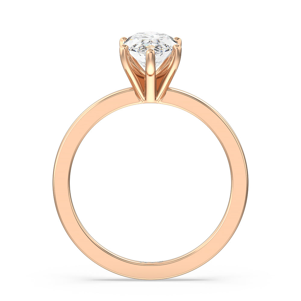 Fine Petite Solitaire Diamond Engagement Ring with Marquise Cut Diamond in 14KT Rose Gold view 2
