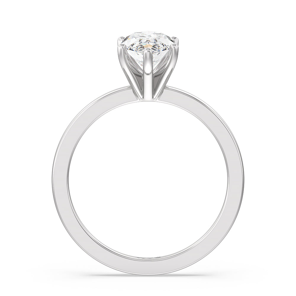 Fine Petite Solitaire Diamond Engagement Ring with Marquise Cut Diamond in 14KT Platinum view 2
