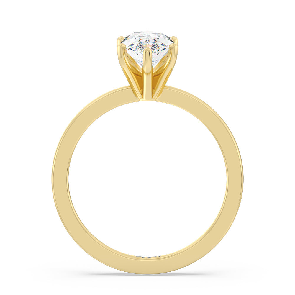Fine Petite Solitaire Diamond Engagement Ring with Marquise Cut Diamond in 14KT Yellow Gold view 2
