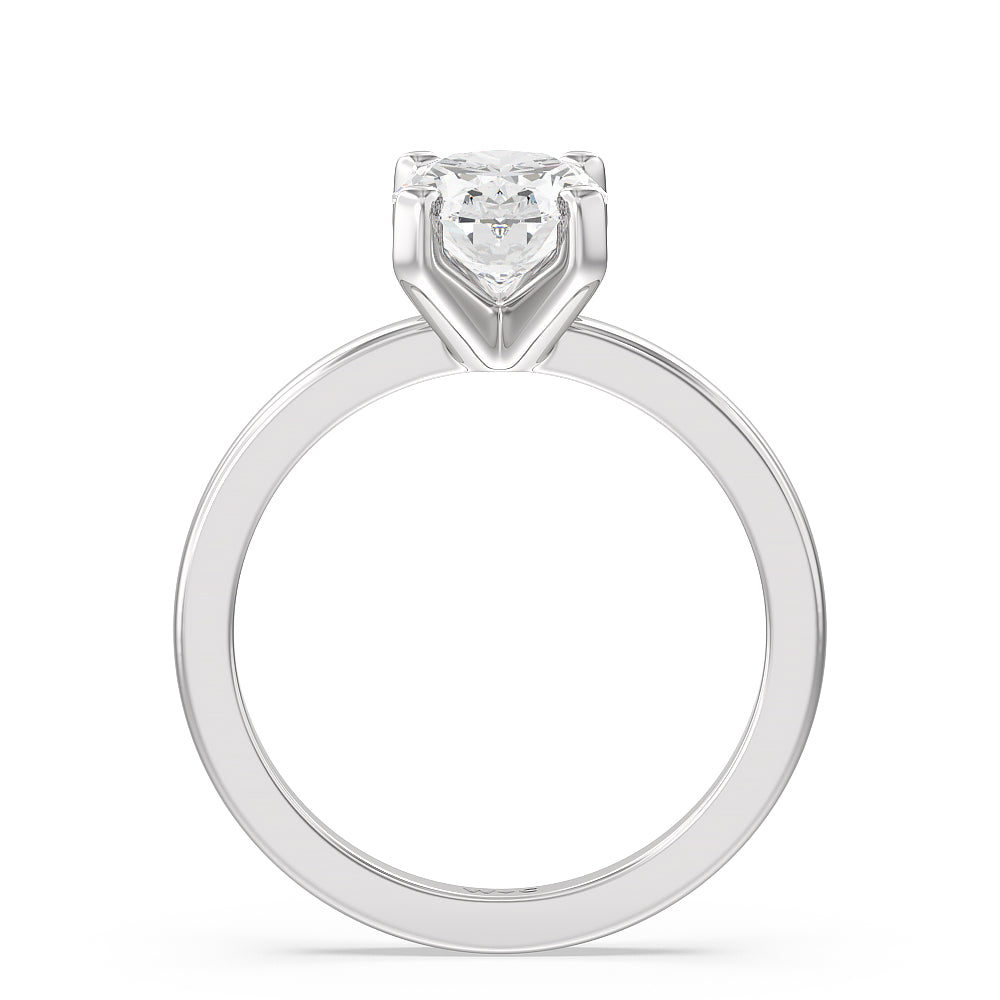 1 1/2 cttw Oval Cut Petite Solitaire Diamond Engagement Ring with 1 1/2 Cut Diamond in 14KT Oval view 2
