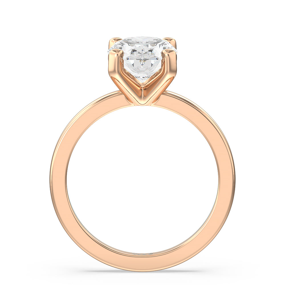 Fine Petite Solitaire Diamond Engagement Ring with Oval Cut Diamond in 14KT Rose Gold view 2
