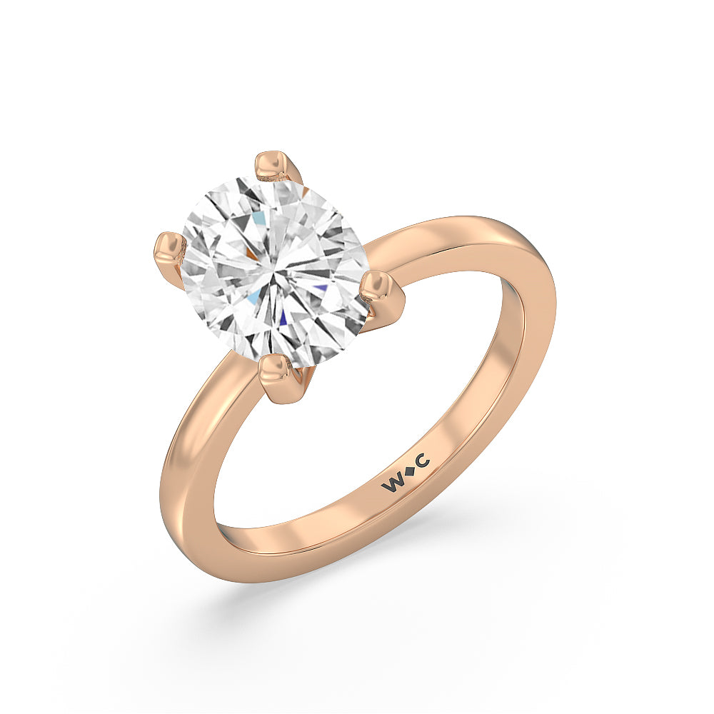 Fine Petite Solitaire Diamond Engagement Ring with Oval Cut Diamond in 14KT Rose Gold view 3
