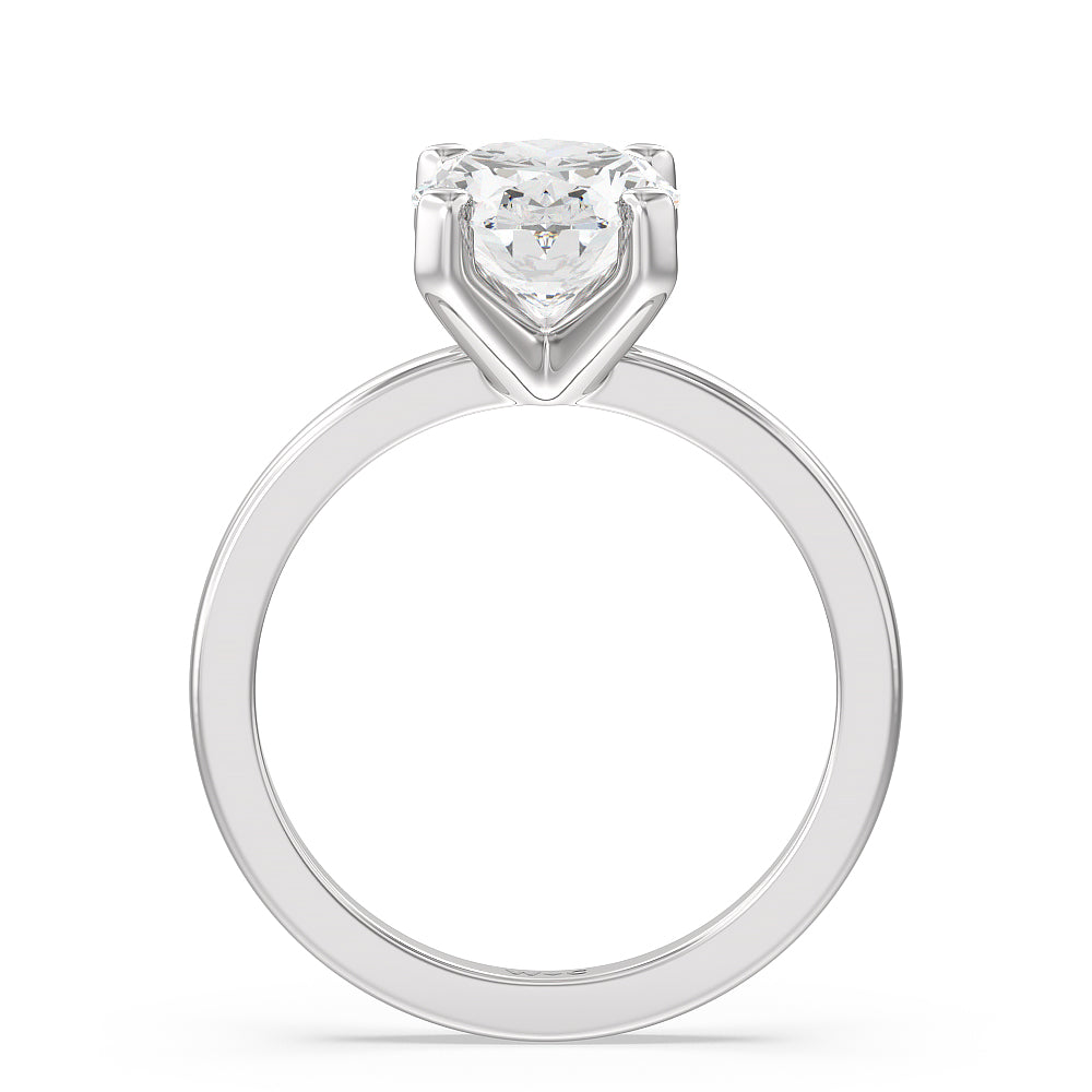 Fine Petite Solitaire Diamond Engagement Ring with Oval Cut Diamond in 14KT Platinum view 2
