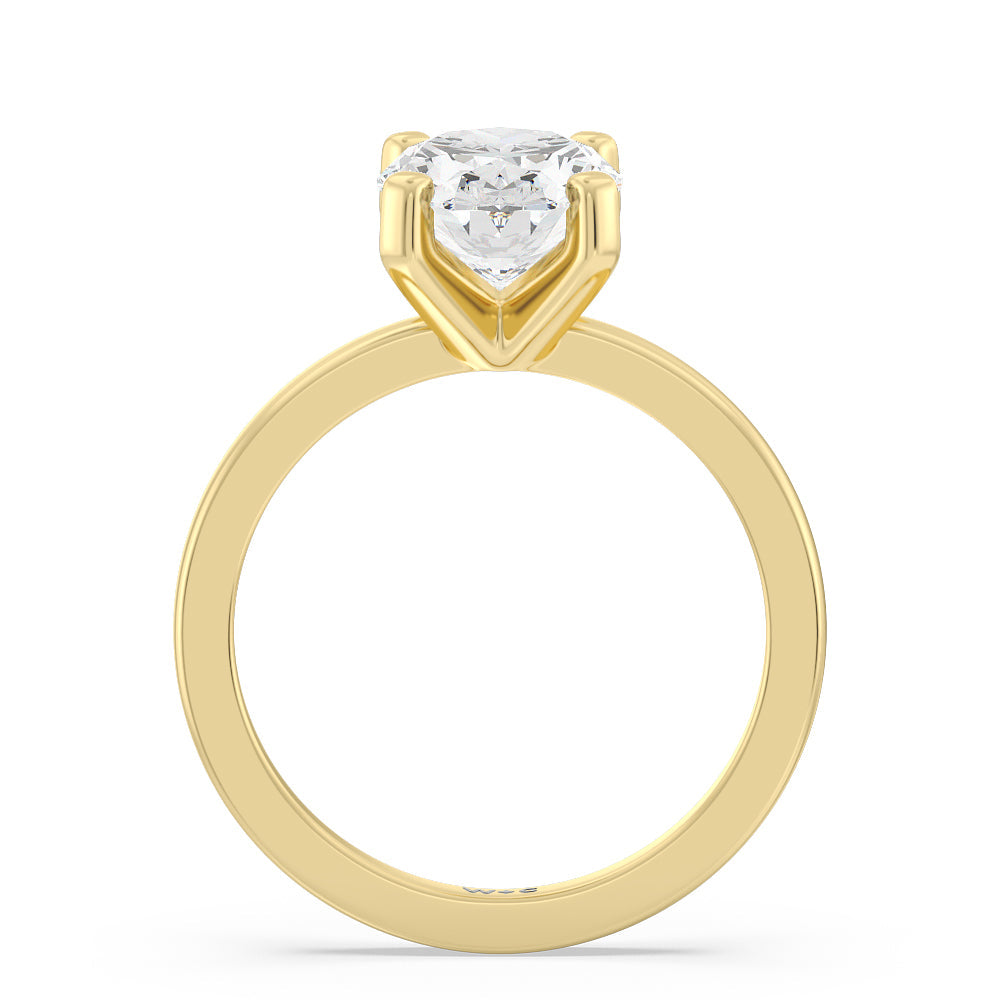 Fine Petite Solitaire Diamond Engagement Ring with Oval Cut Diamond in 14KT Yellow Gold view 2
