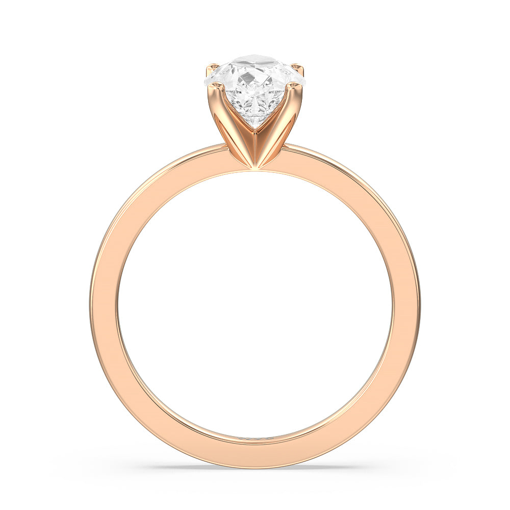 Petite Solitaire Diamond Engagement Ring with Pear Cut Diamond in 14KT Rose Gold view 2
