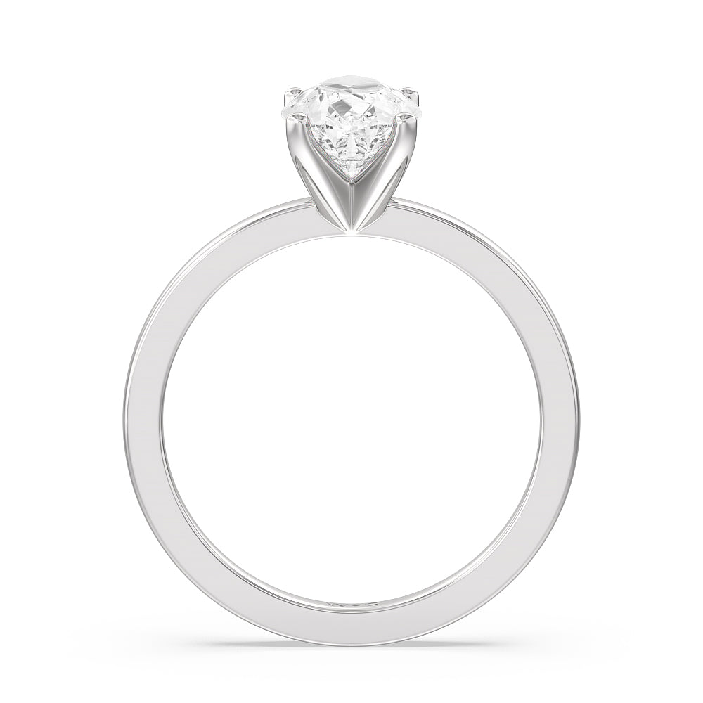 Fine Petite Solitaire Diamond Engagement Ring with Pear Cut Diamond in 14KT Platinum view 2
