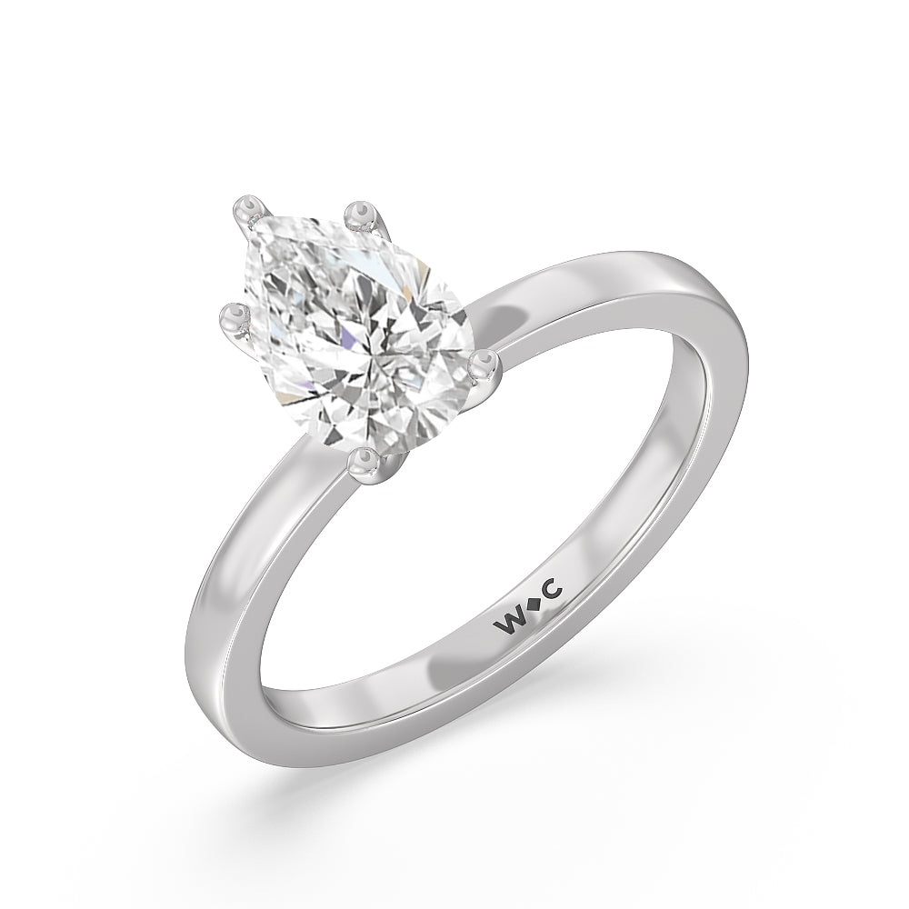 Fine Petite Solitaire Diamond Engagement Ring with Pear Cut Diamond in 14KT Platinum view 3
