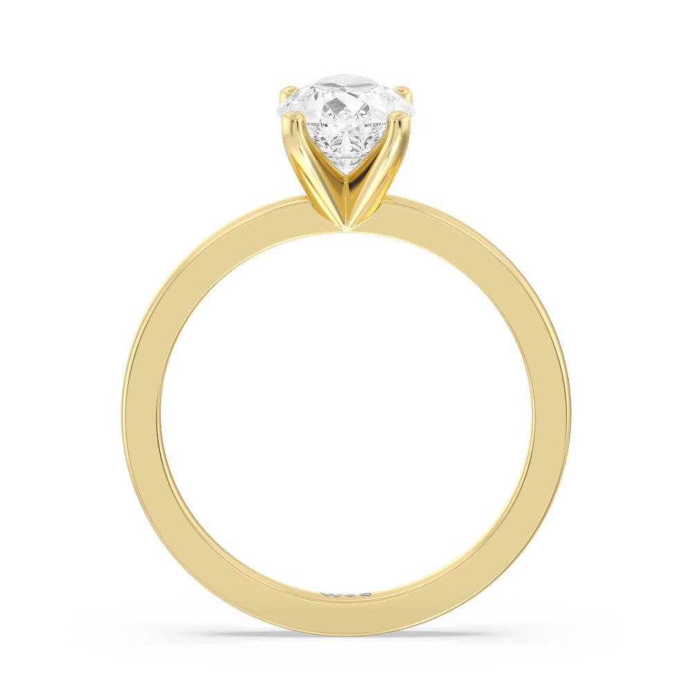 Fine Petite Solitaire Diamond Engagement Ring with Pear Cut Diamond in 14KT Yellow Gold view 2
