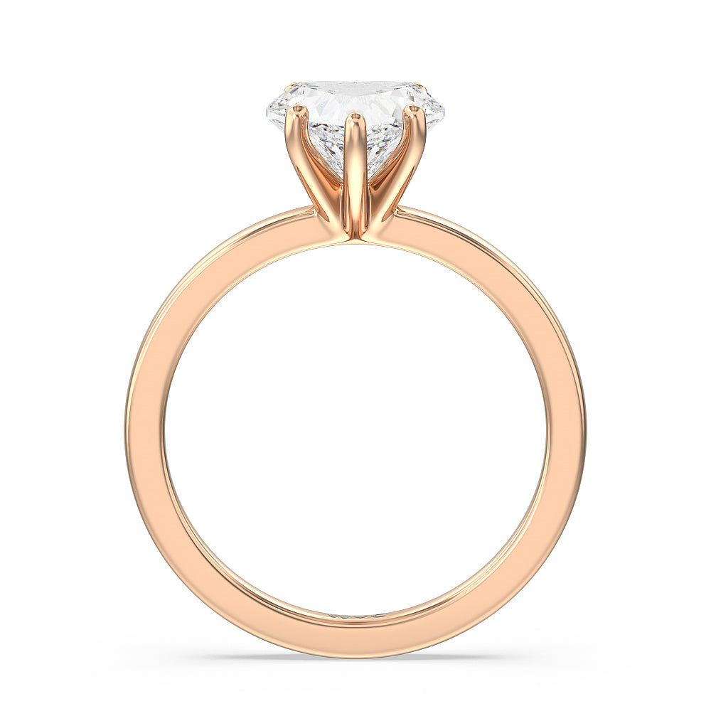 Fine Petite Solitaire Diamond Engagement Ring with Heart Cut Diamond in 14KT Rose Gold view 4
