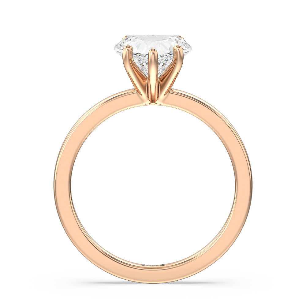 Fine Petite Solitaire Diamond Engagement Ring with Heart Cut Diamond in 14KT Rose Gold view 2

