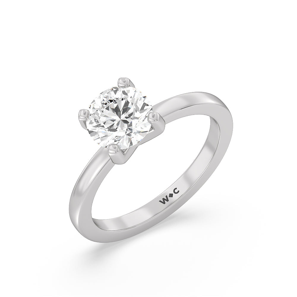 1 1/2 cttw Round Cut Petite Solitaire Diamond Engagement Ring with 1 1/2 Cut Diamond in 14KT Round view 3
