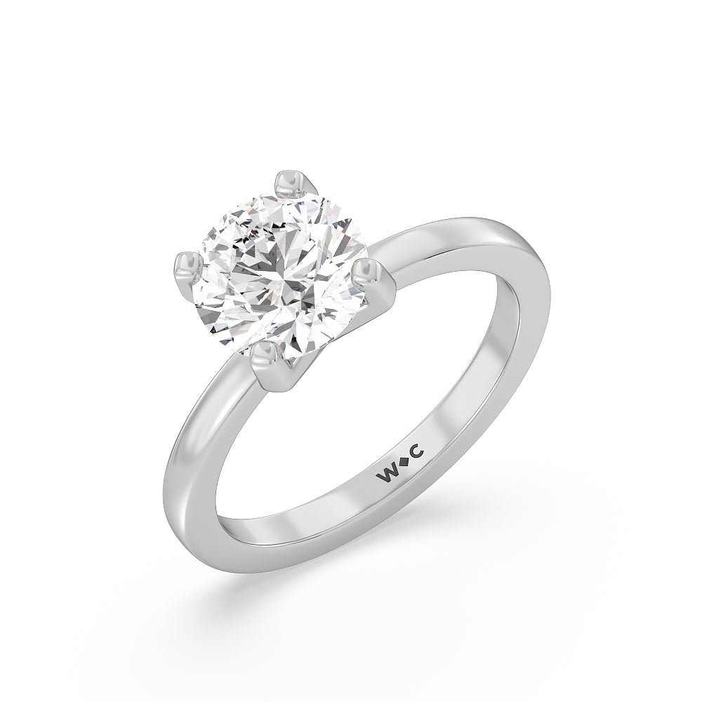 2 cttw Round Cut Petite Solitaire Diamond Engagement Ring with 2 Cut Diamond in 14KT Round view 3
