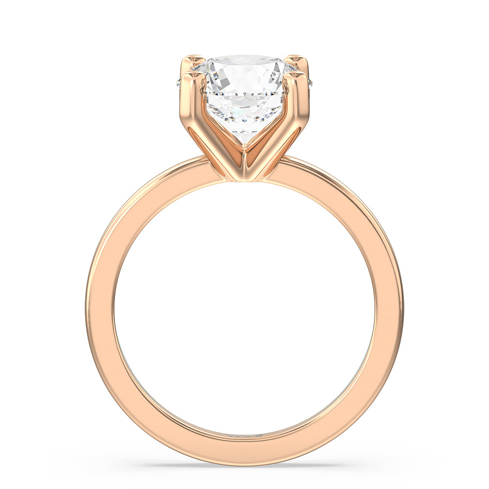Petite Solitaire Diamond Engagement Ring with Round Cut Diamond in 14KT Rose Gold view 2
