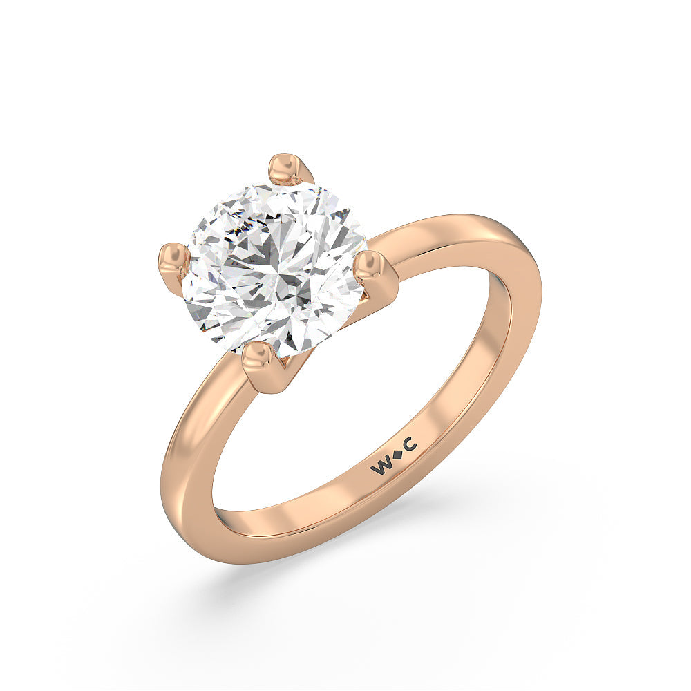 Fine Petite Solitaire Diamond Engagement Ring with Round Cut Diamond in 14KT Rose Gold view 3
