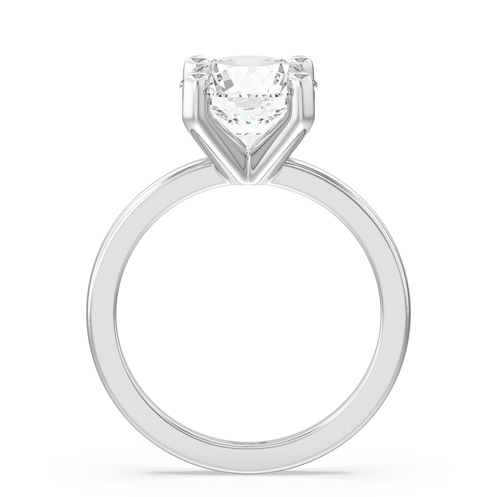 Fine Petite Solitaire Diamond Engagement Ring with Round Cut Diamond in 14KT Platinum view 2
